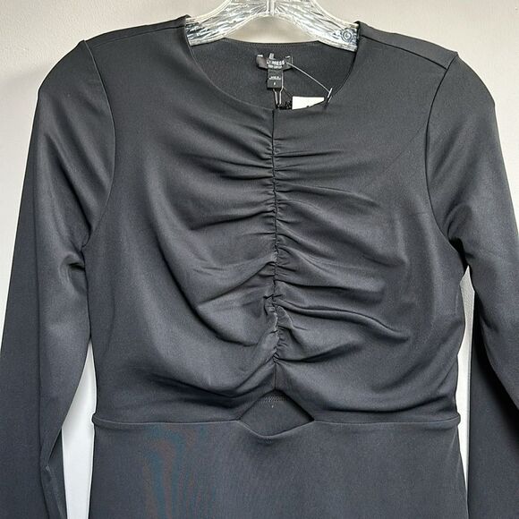NWT Express Body Contour Cutout Ruched Bodice Mini Jersey Dress in Black Small - Picture 6 of 15